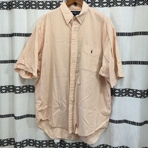 Vintage Y2K‎ Ralph Lauren Big Shirt Striped Short Sleeve Button Down L Cotton
